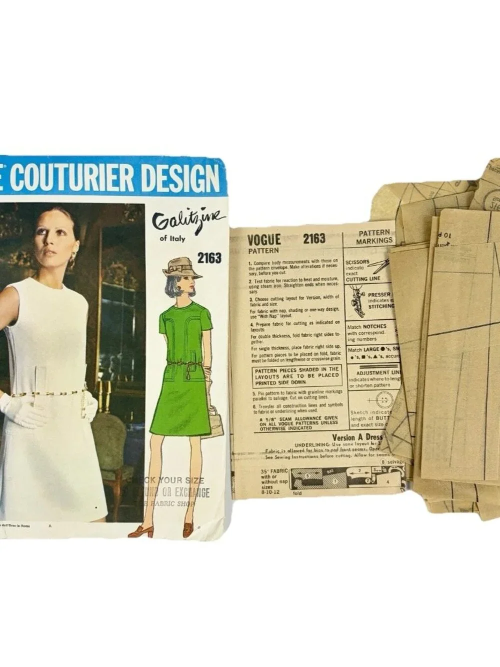 1960s Vogue Couturier Design 2163 Galitzine Italy Mod Dress Size 10